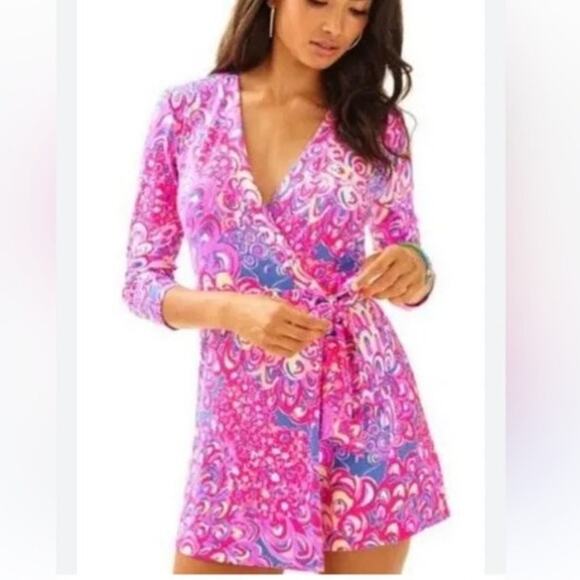 LILLY PULITZER Karlie Wrap Romper, Size Medium - Picture 4 of 14